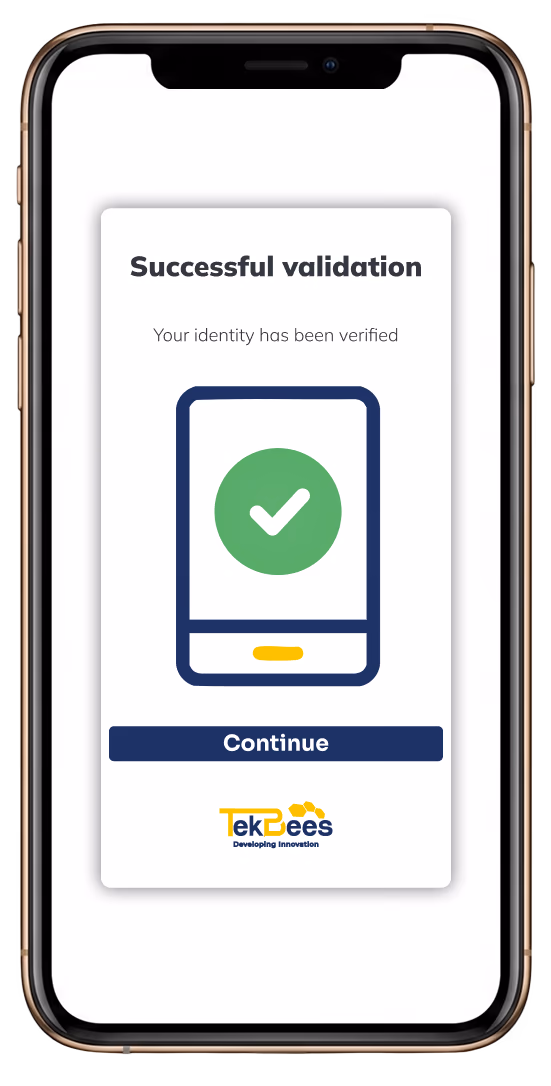 Unicus app confirming that the identity has been successfully verified