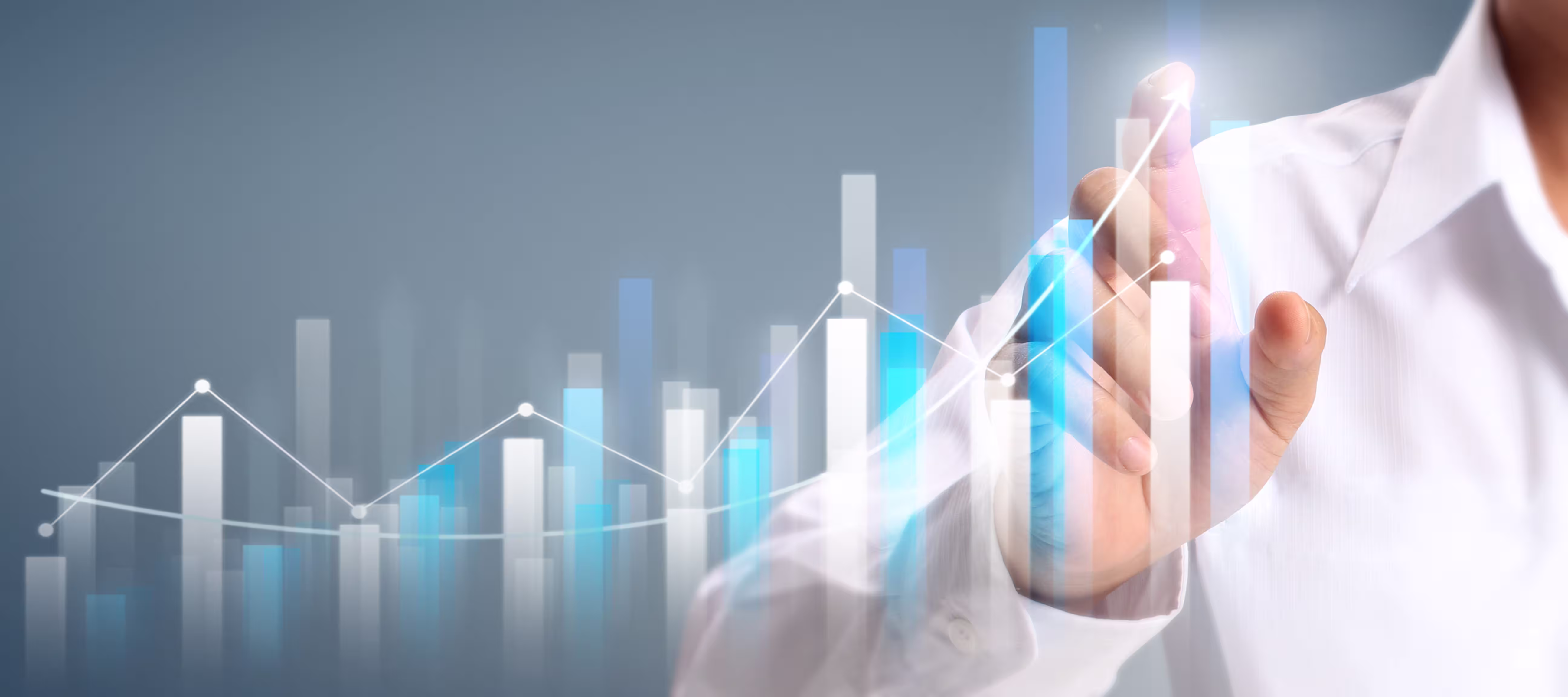 Manos graficando de incremento de valores